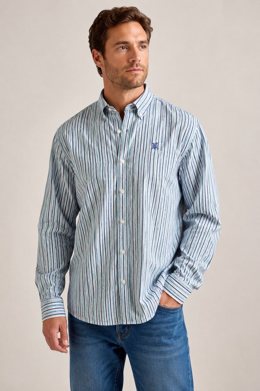 COOGI Australia Classic Fit Striped Button-Down Shirt – Men’s L – 100% Cotton